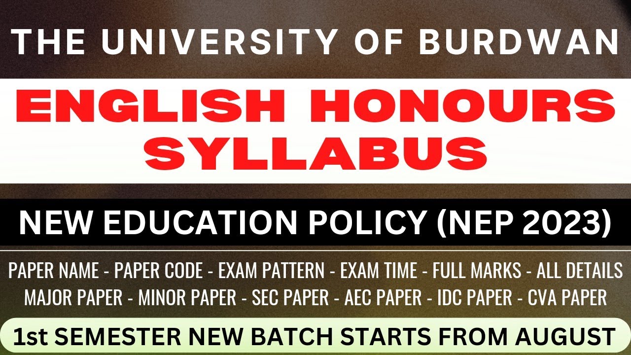 Burdwan University 1st Semester English Honours Syllabus 2023(NEP) Must Watch
