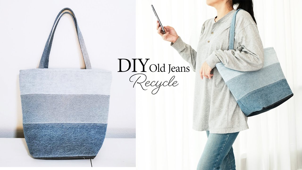 DIY Old Jeans Recycle Tote Bag | Sewing Tutorial ep229)