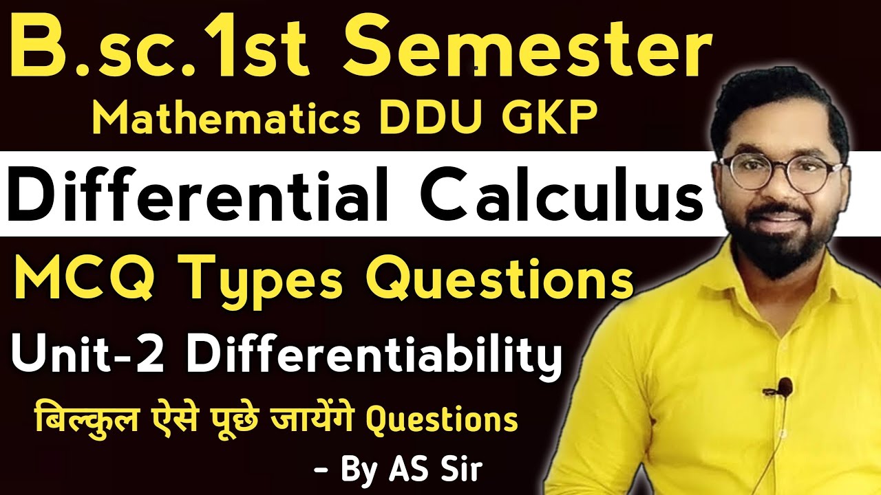 B.sc.1st Semester Math | MCQ Types Questions | Differential Calculus | Unit-2 Differentiability
