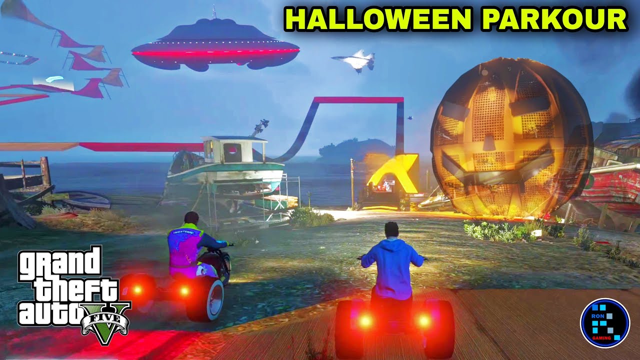 [Hindi] GTA V | AMAZING HALLOWEEN PARKOUR SUPER FUN WITH RON