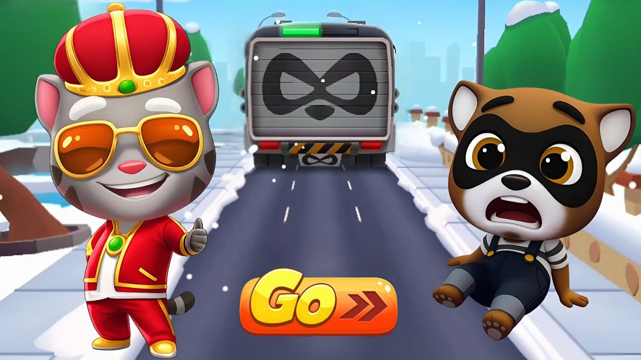 Talking Tom Gold Run - King Tom vs Raccoon Boss Fight in Winter Wonders | Funny Race Competition 🔥