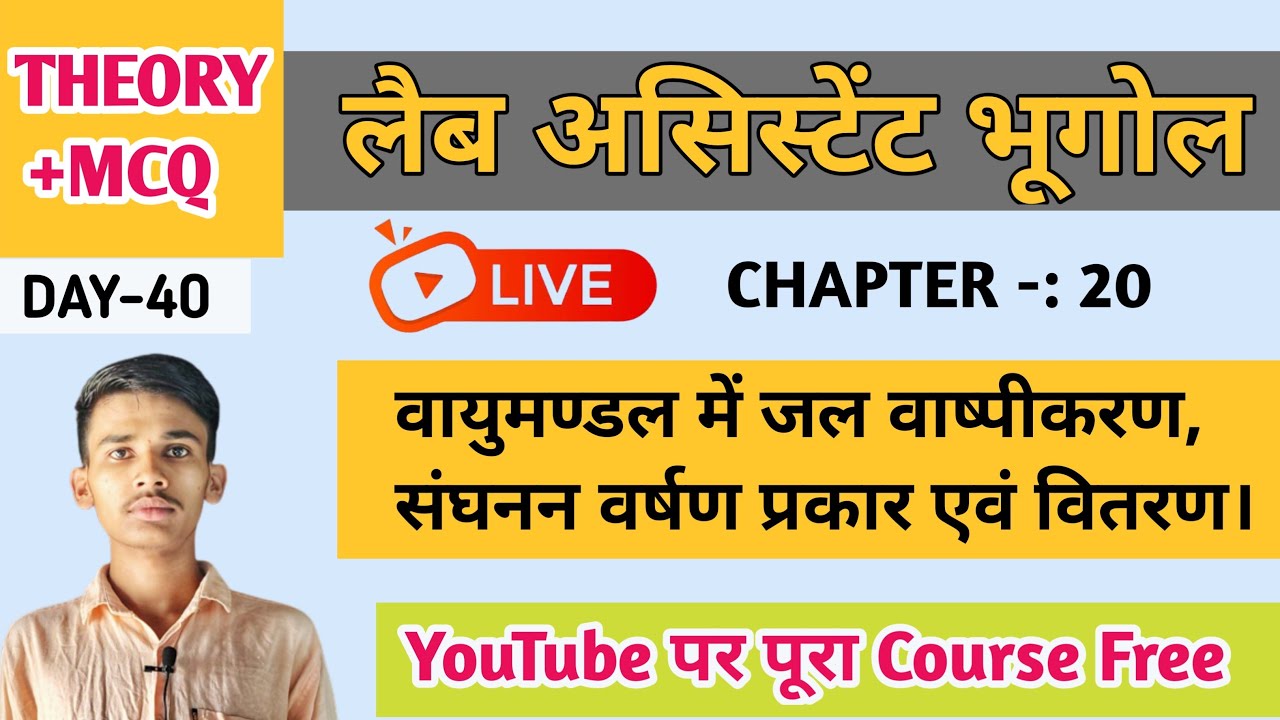 वायुमंडल में जल वाष्पीकरण, संघनन व वर्षण के प्रकार व वितरण | Geography MCQ | Lab Assistant 2026