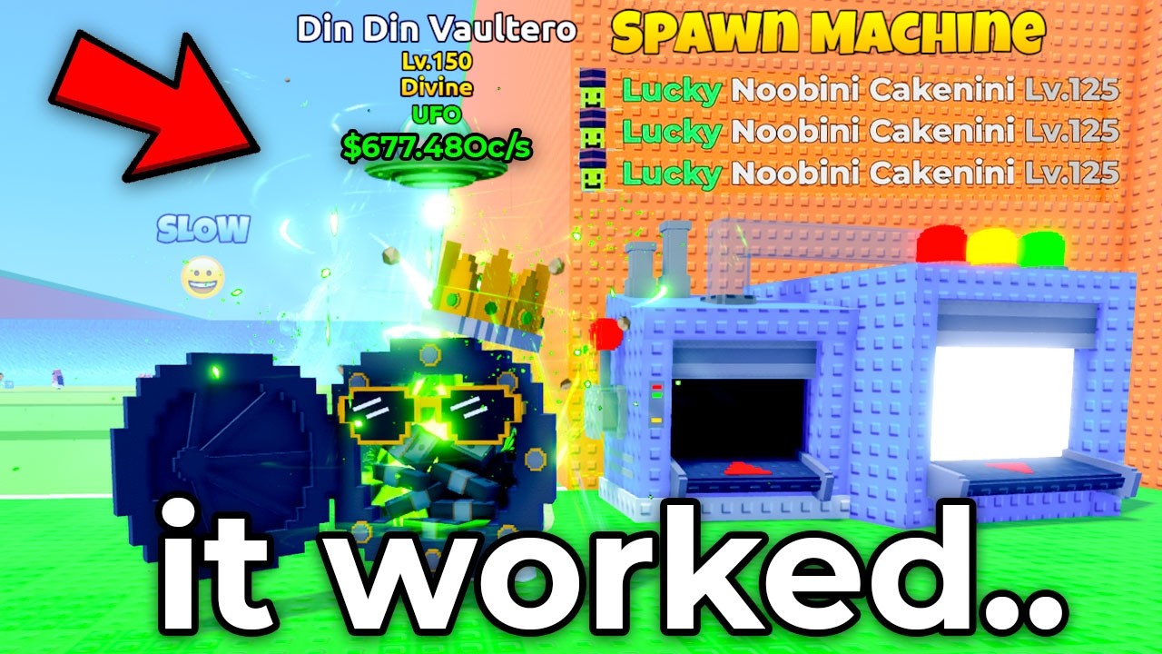 Using SPAWN MACHINE GLITCH For 100% DIVINE DIN DIN VAULTERO IN Escape Tsunami For Brainrots..