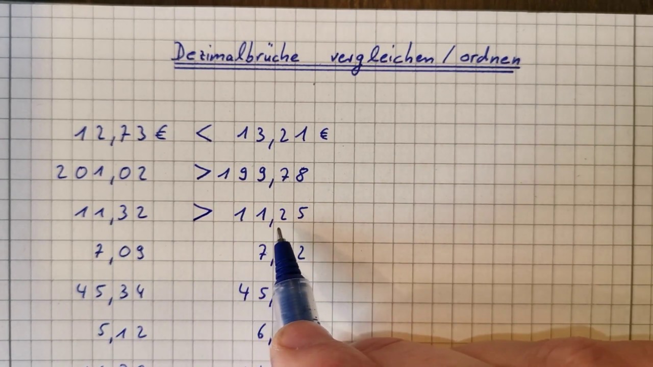 Dezimalzahlen vergleichen und ordnen