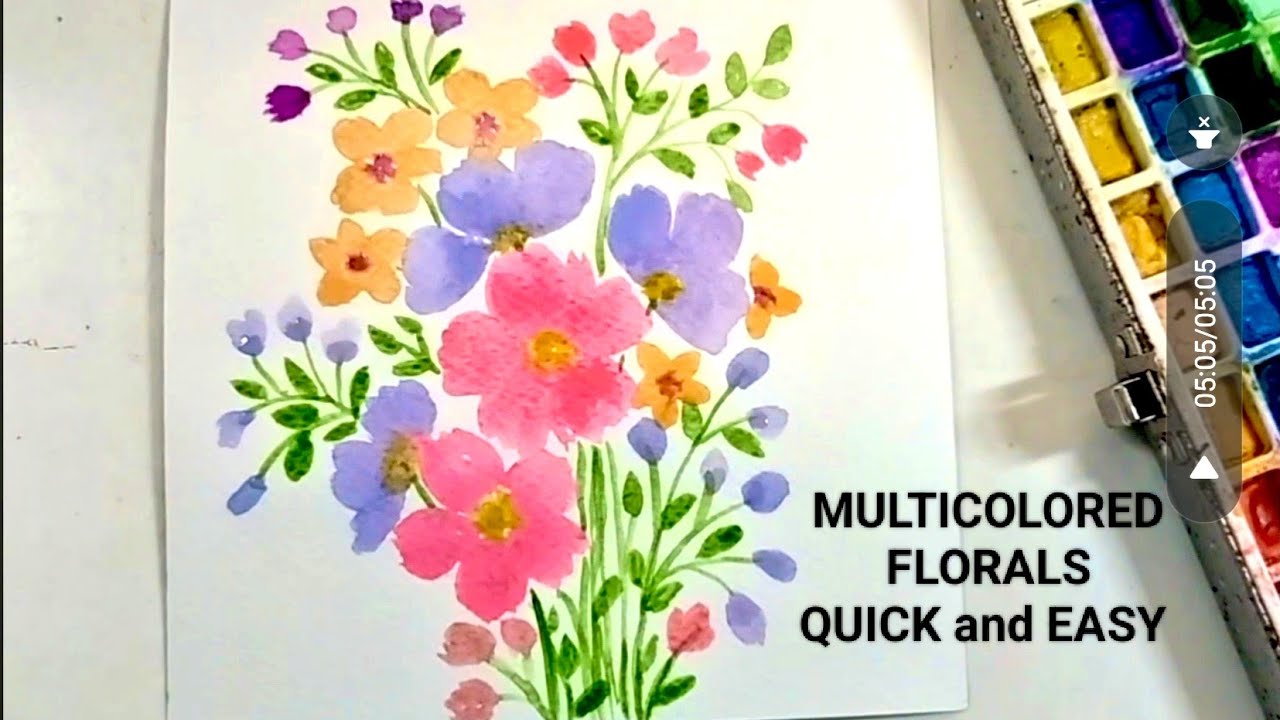 Relaxing Watercolor Flowers Painting #art #viralvideo#youtubevideo#sibanisartisticstudio#watercolor