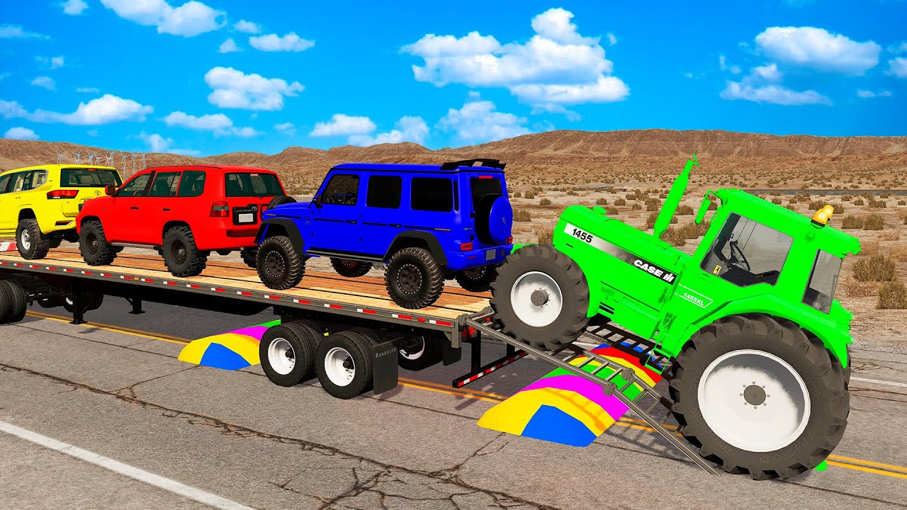 Flatbed Truck Mcqueen | Transportation with Truck - Pothole vs Car #15 - BeamNG.Drive