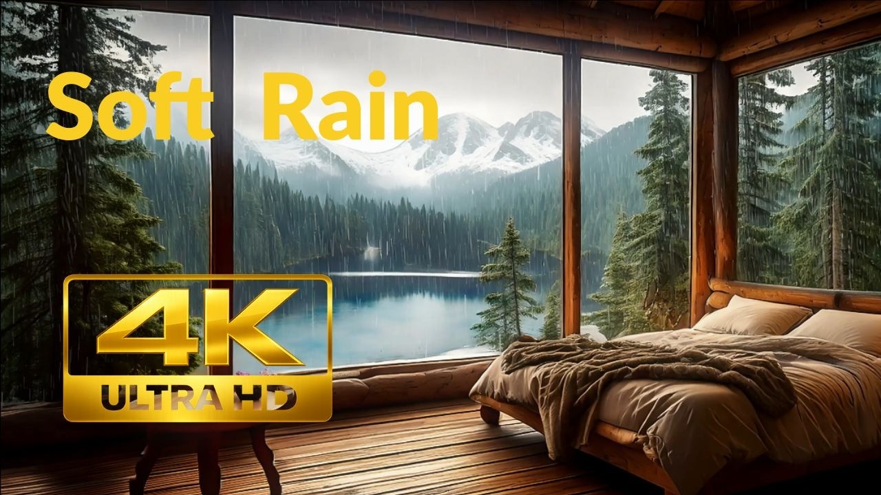 Soft Rain in Cozy Cabin 🌧️ 4K Rain Ambience for Sleep, Study & Relaxation (30 Minutes)
