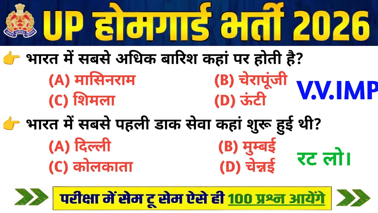 UP Home Guard भर्ती 2025 | UP GK Top 100 Questions | UP Gk Previous Year Questions Paper | Day's 386