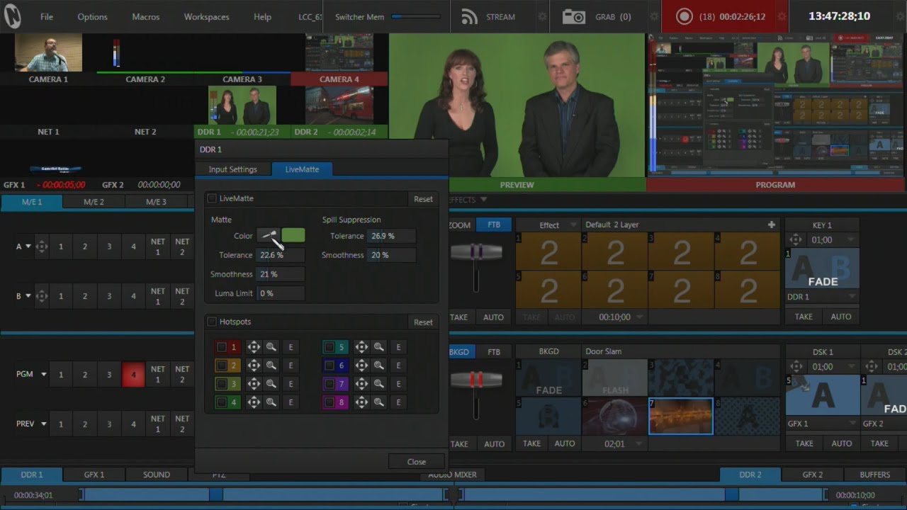 8. Triscaster NewTek. Trabajo con Mix Effects , Chroma, Set Virtual, cámaras