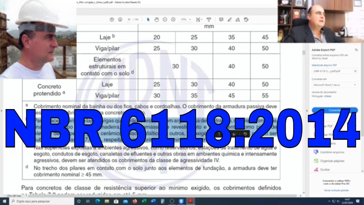 07: NBR 6118:2014 - Durabilidade e Vida Útil de estruturas de concreto armado.