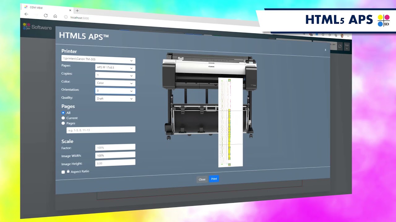 HTML5 APS for Azure Universal Print