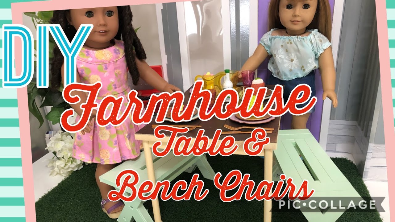 DIY - American Girl - Farmhouse Table and Bench Chairs