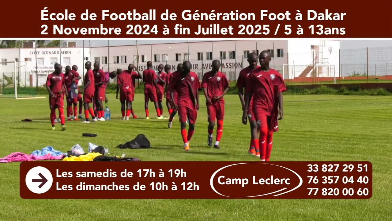 École de Football de Génération Foot à Dakar : Inscription ouverte (+221 33 827 29 51)