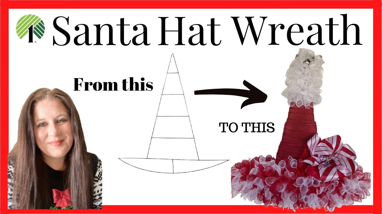 How to Make a SANTA HAT WREATH 🎅 WITCH HAT WREATH FORM 🎄 DOLLAR TREE CHRISTMAS WREATH DIY TUTORIAL