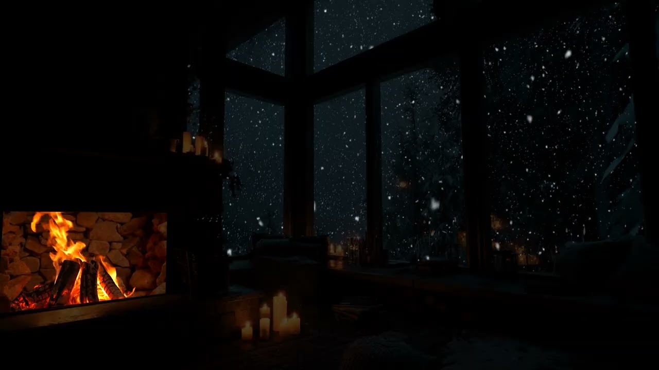 Cozy Winter Serenity ❄️ Fireplace Glow & Snowy Landscape  Relax & Unwind