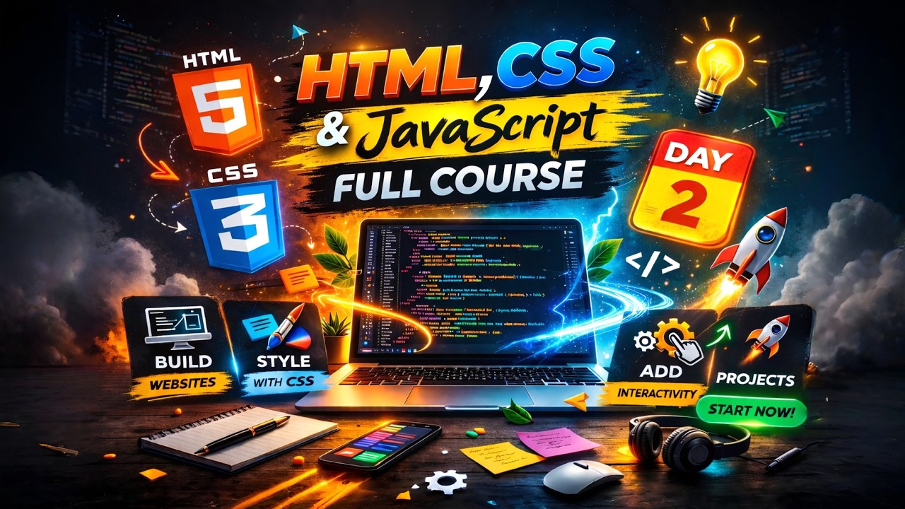 Learn HTML CSS JavaScript 🔥 | Full Beginner Course | Day 2