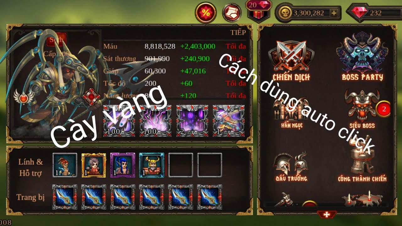 C&aacute;ch d&ugrave;ng auto click c&agrave;y v&agrave;ng trong epic heroes war