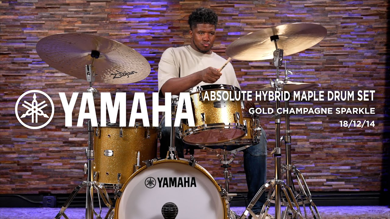 Yamaha Absolute Hybrid Maple Drum Set 18/12/14 - Gold Champagne Sparkle (AM8F30JGCS)