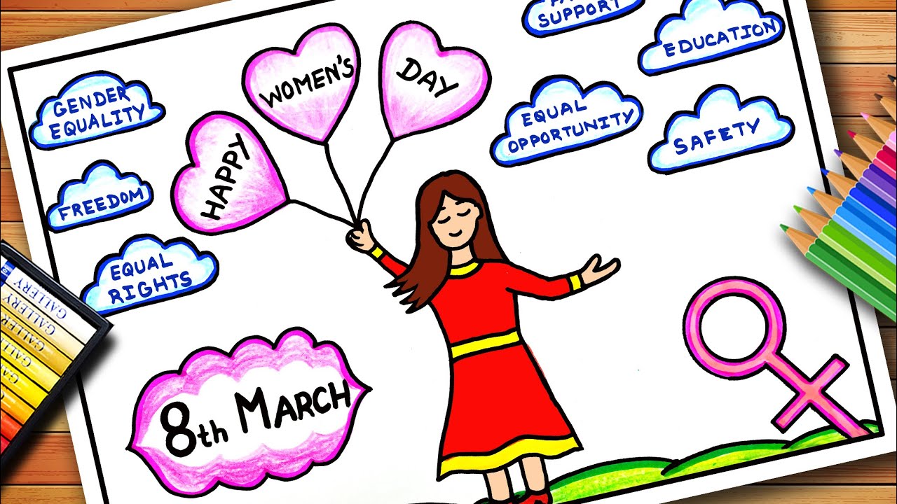 International Womens Day Drawing | International Women's Day Poster  |  Easy Women's Day Drawing
