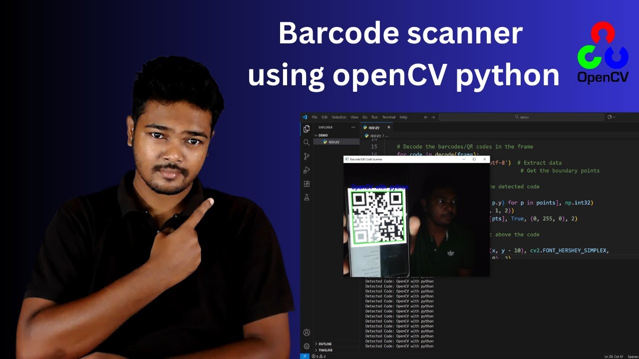Сканер штрихкодов с использованием OpenCV Python | Обнаружение штрихкодов в реальном времени