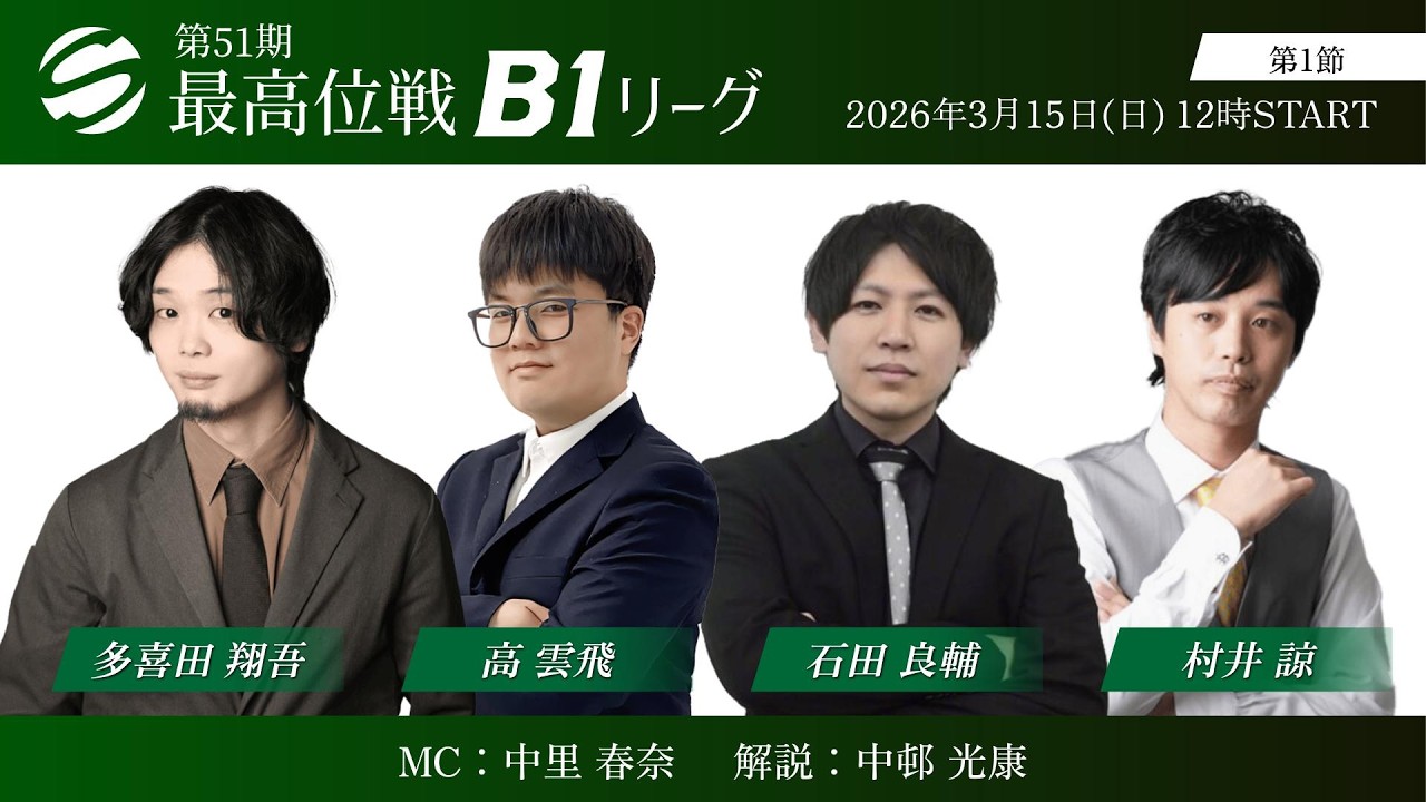 【麻雀】第51期最高位戦B1リーグ 第1節