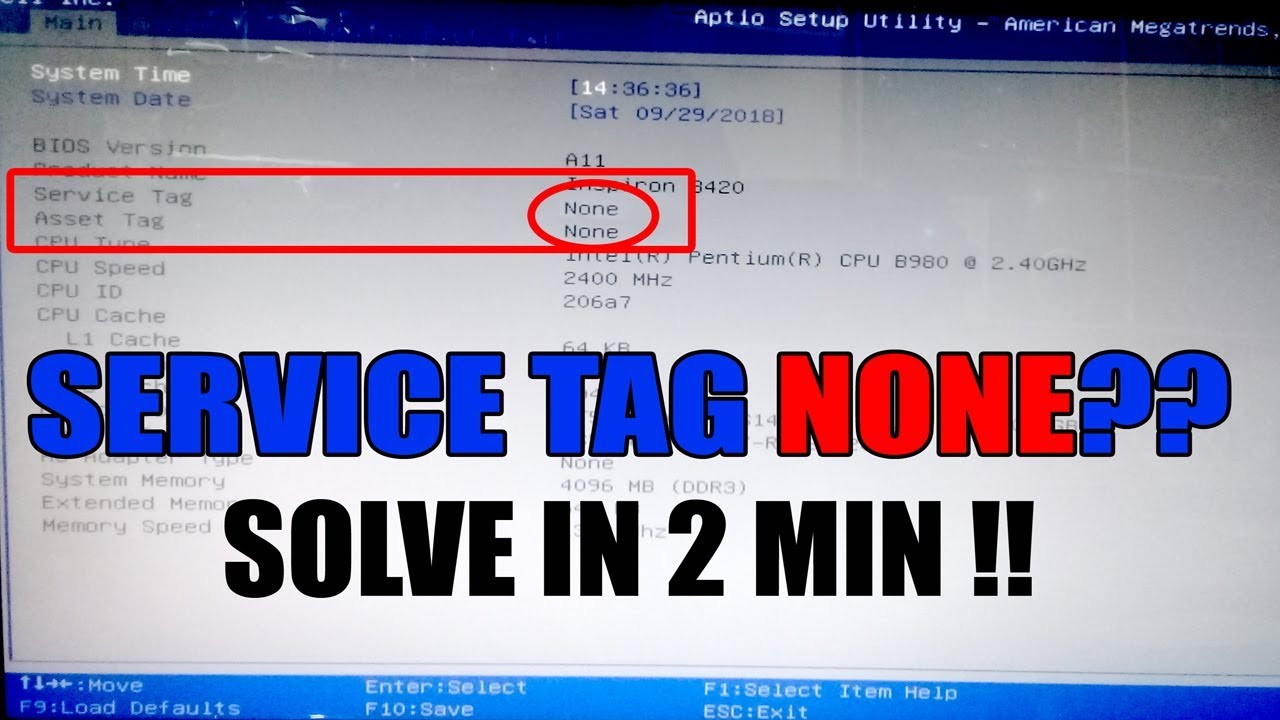 No Service Tag found in BIOS - how to fix service tag blank