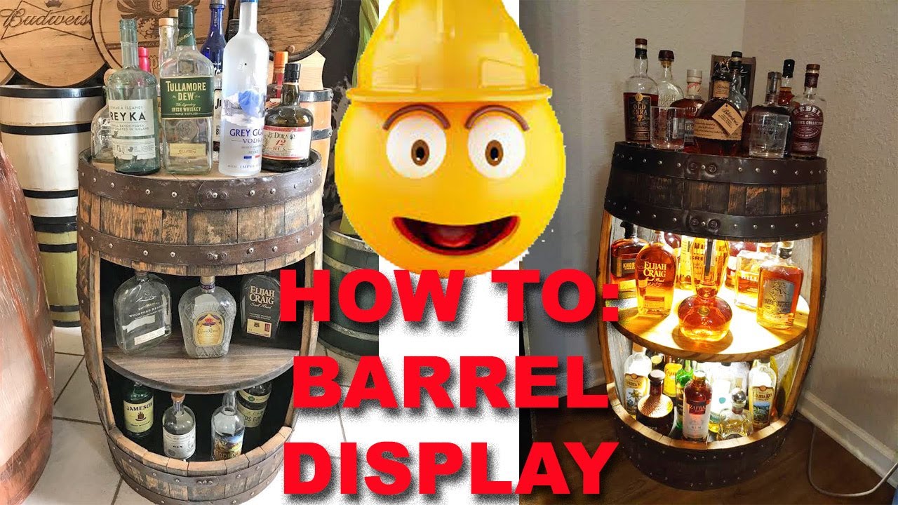 Learn How To Make a Whiskey Barrel Display.  Focus on Installing the Shelf for this Barrel Furniture