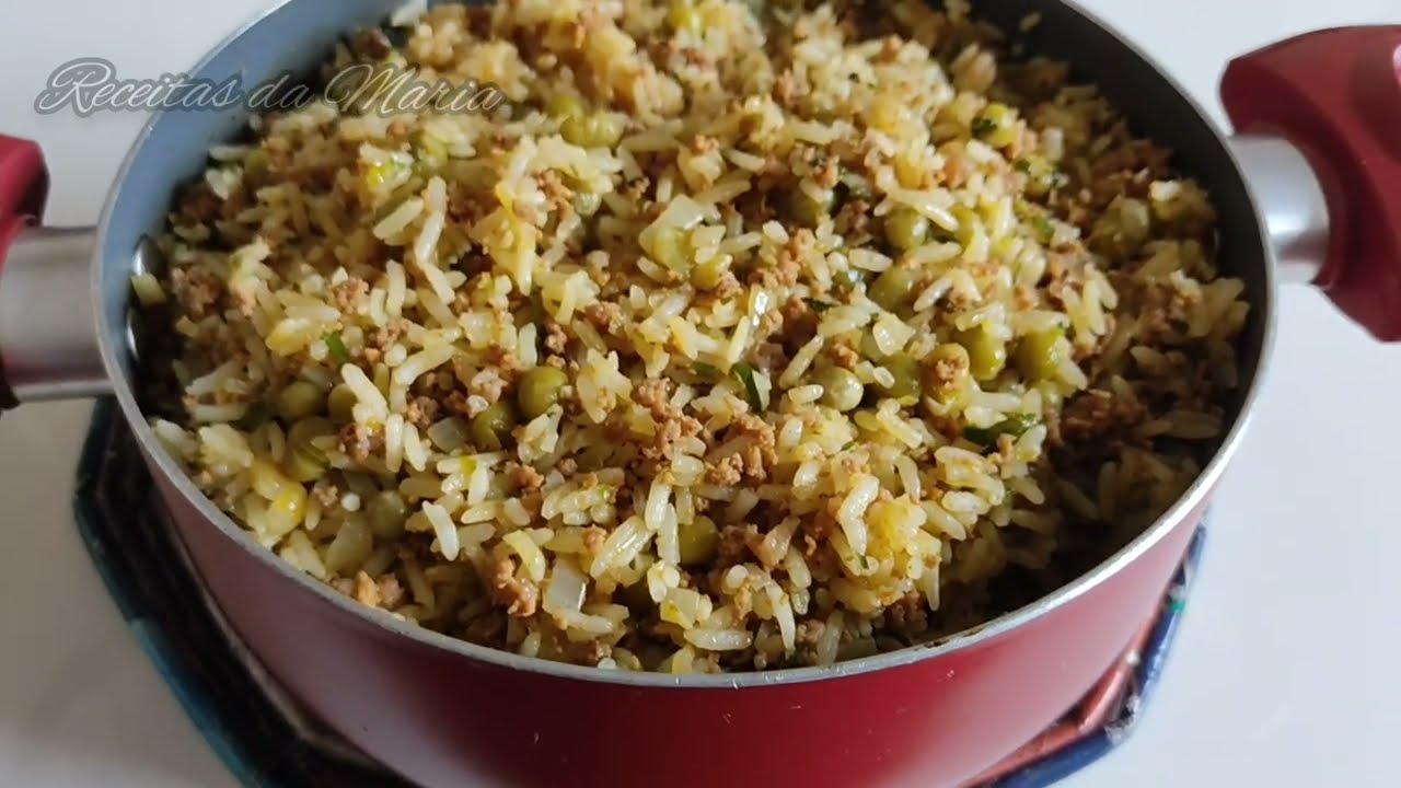 DELICIOSO ARROZ COM CARNE MOÍDA E ERVILHA! PERFEITO!!!
