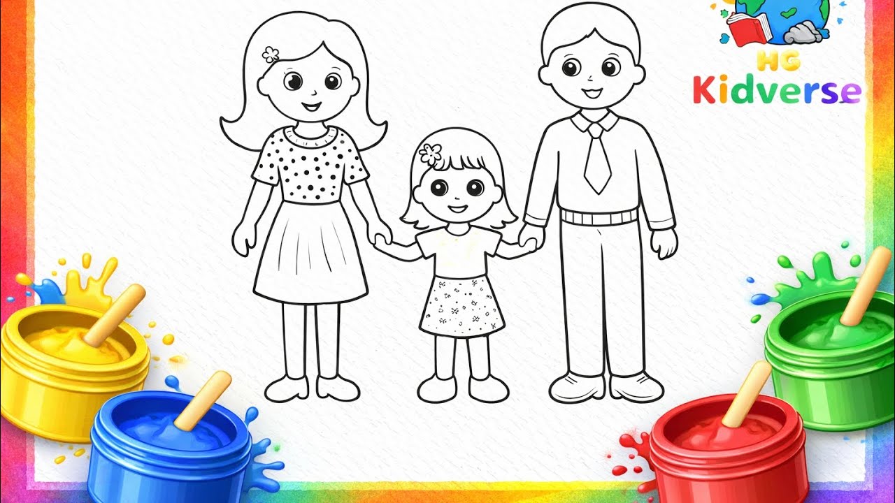 🎨 Family Coloring for Kids 👨&zwj;👩&zwj;👧 | Easy Drawing & Coloring Activity | HG Kidverse