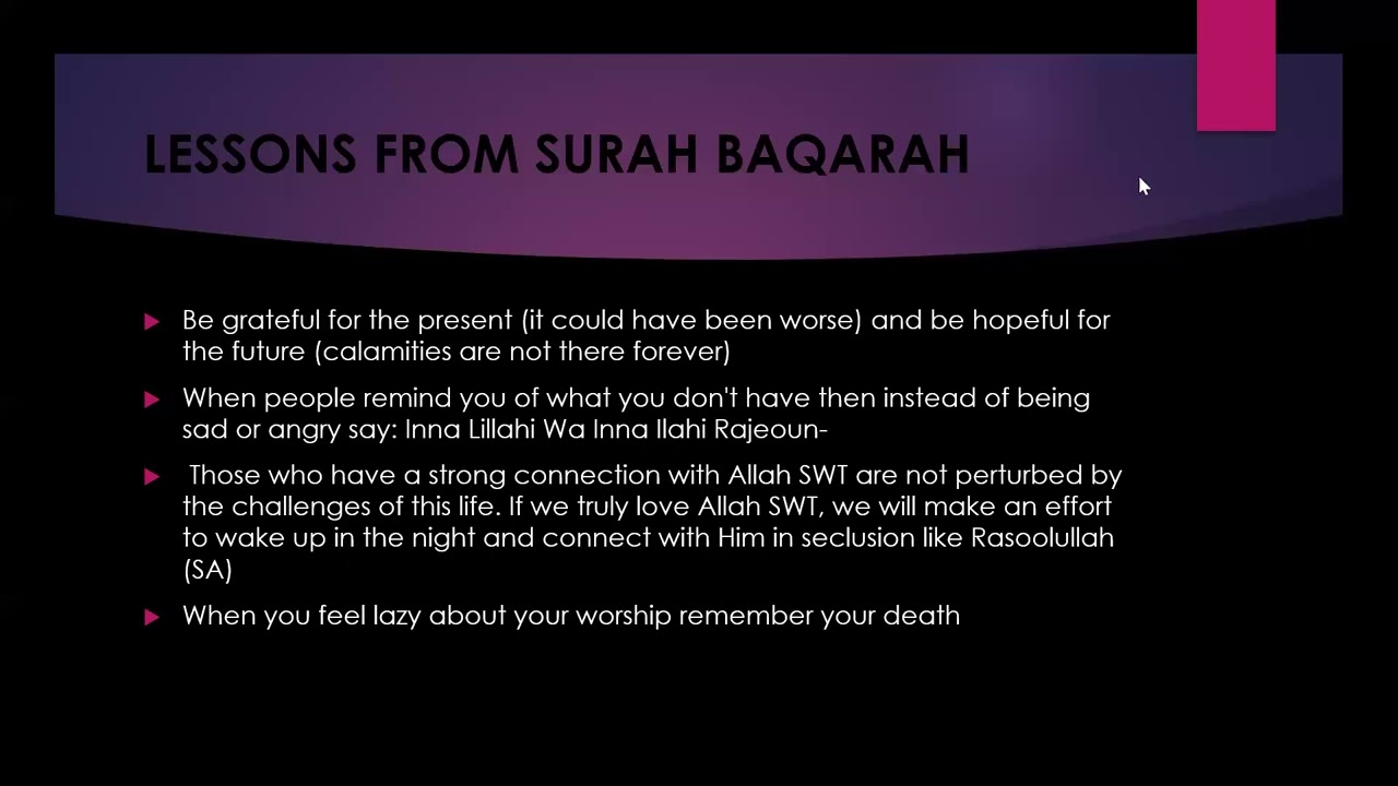 Lessons From Quran class 8