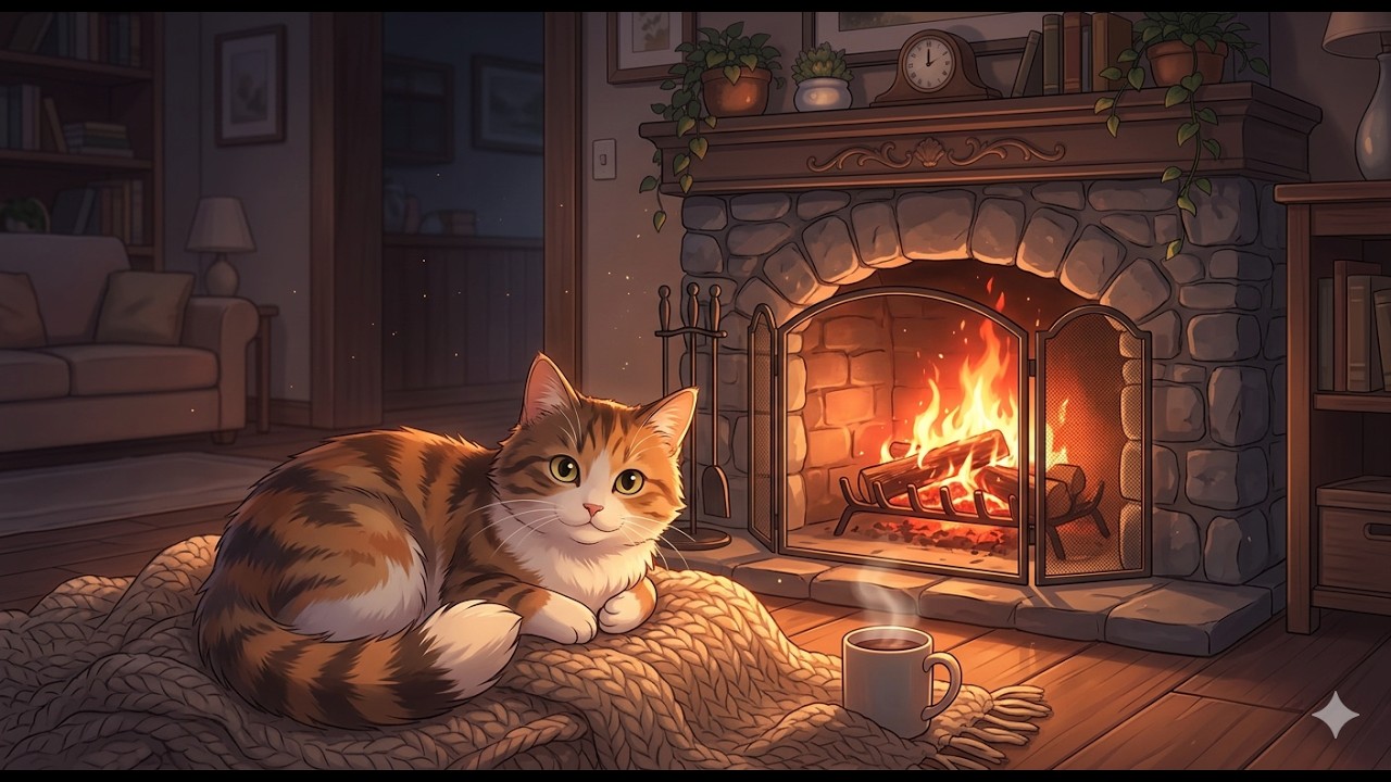 Fireplace Winter Jazz Lofi Music for Study and Work from Home.