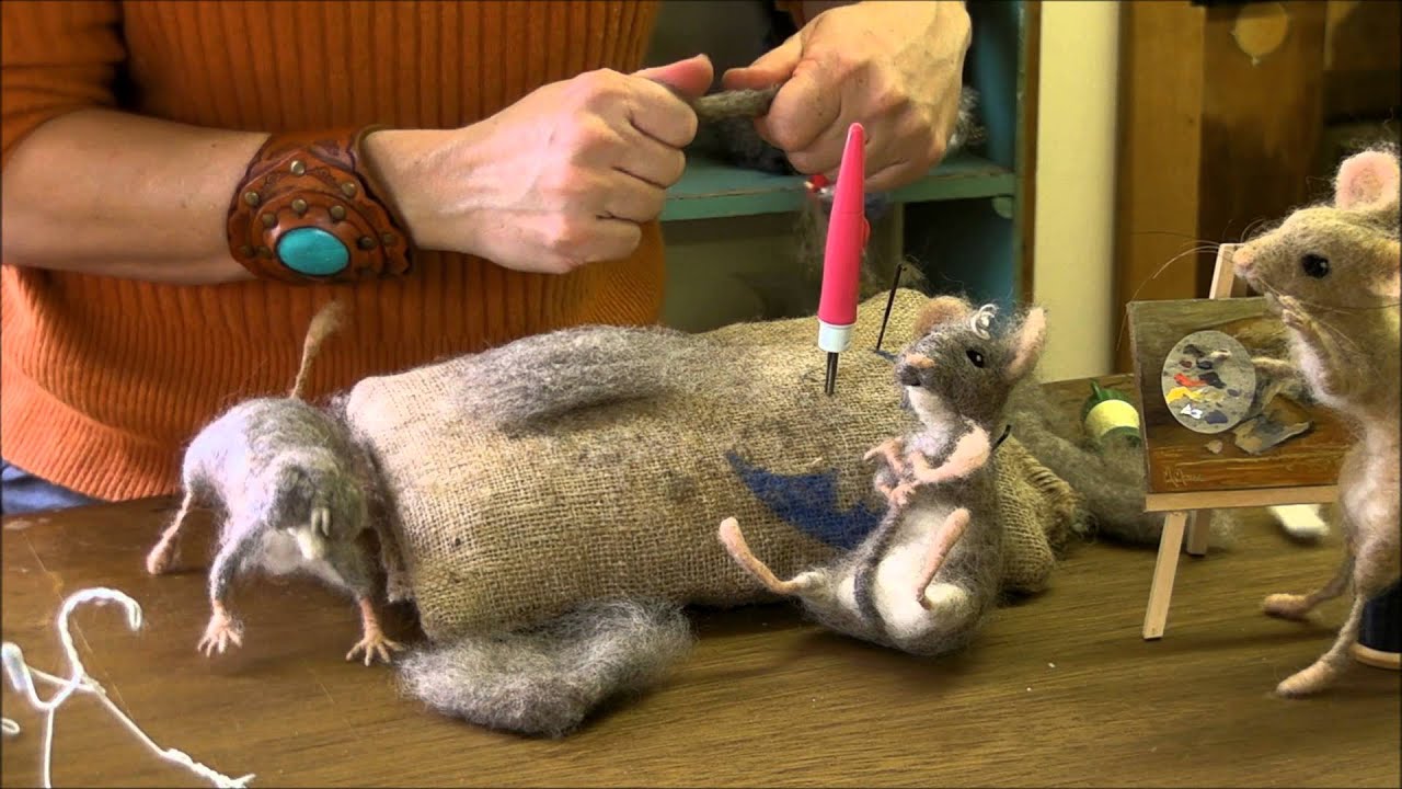 How To Needle Felt - Mouse Series 5: Cheeks and Chin by Sarafina Fiber Art