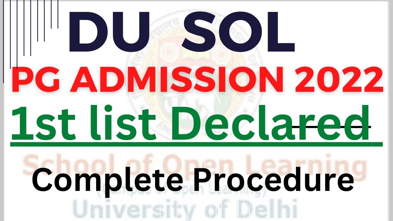DU SOL PG First Admission List Declared 2022 | Sol Pg admission 2022 | Ameeninfo