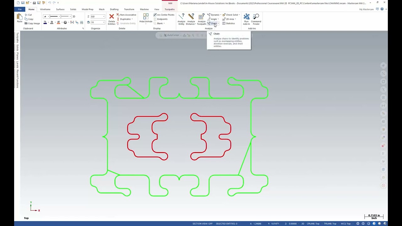 Mastercam 2023 -  Wireframe Chaining