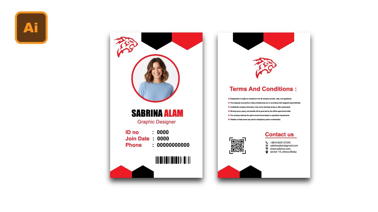 Double Part Official ID Card Design in Illustrator cc