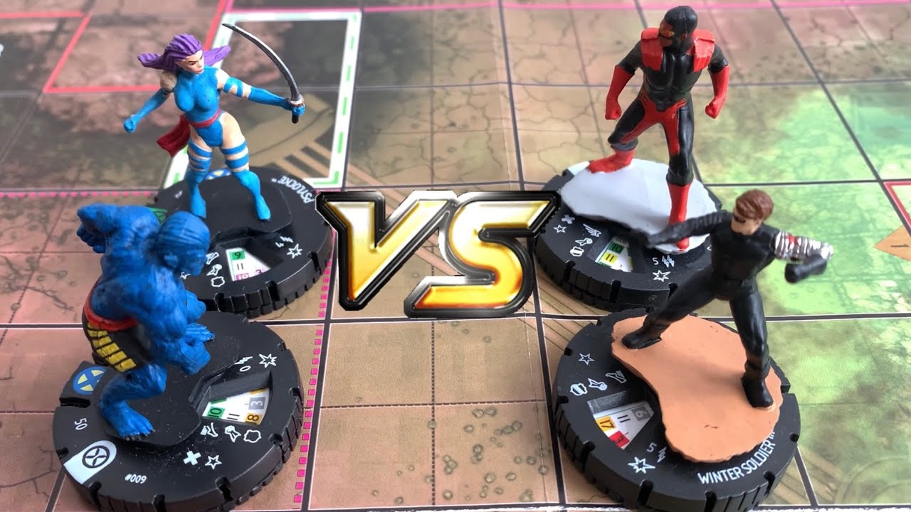 CÓMO JUGAR HEROCLIX: PARTIDA - PSYLOCKE/BEAST VS FALCON/WINTER SOLDIER