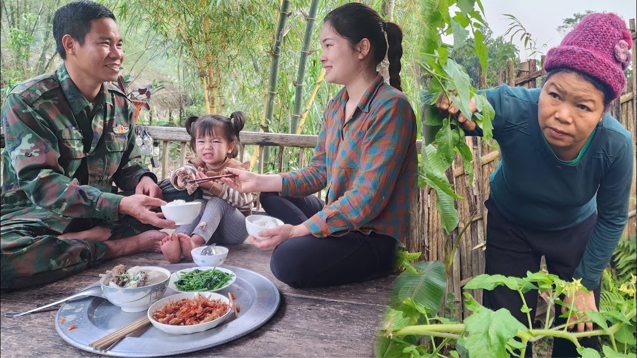 The real life of a 17-year-old girl -harvesting yam to sel and cooking rice to eat with her husband
