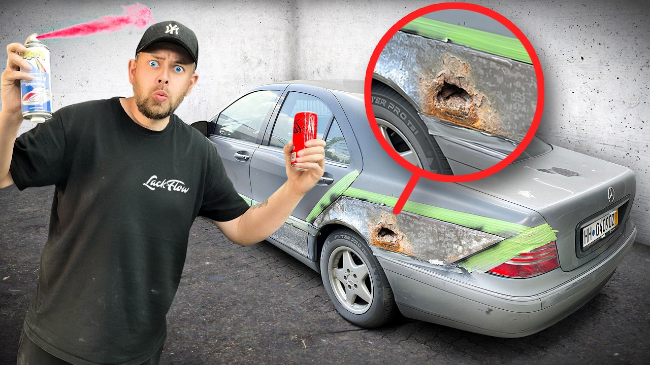 BENZ ZERSTÖRT mit Cola- und Spraydose LACKIERT und ENTROSTET! (Tutorial)