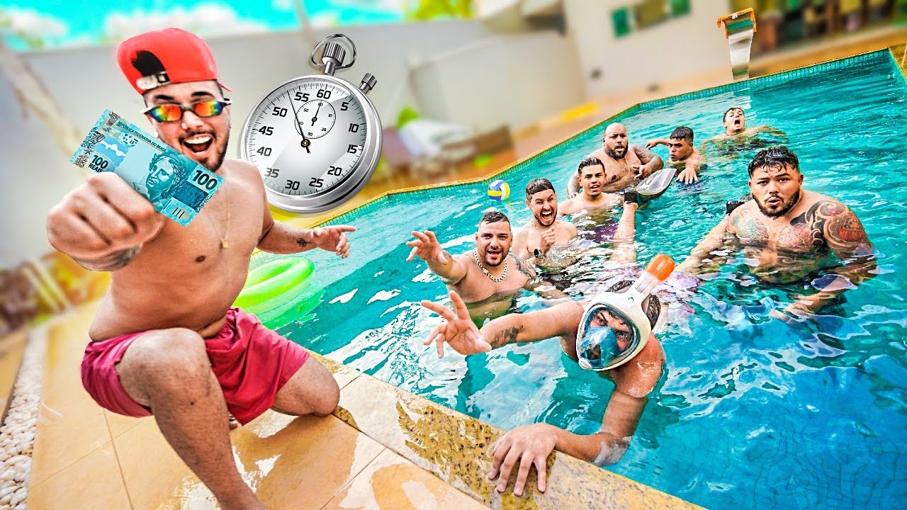 DESAFIO IMPOSSÍVEL NA PISCINA VALENDO 100 REAIS !! 😂😂 * o impossível aconteceu *