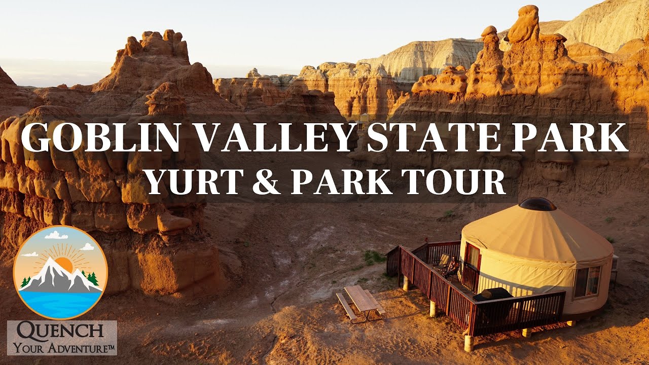 HOW TO CAMP IN A YURT IN GOBLIN VALLEY STATE PARK, UTAH | Tour, Drone Footage, etc.
