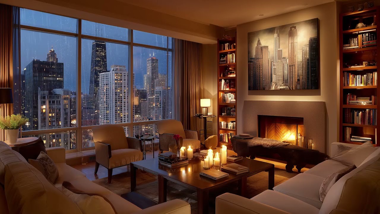 Rainy City Apartment Jazz 🌙 Smooth Piano Lounge Music for Relaxing Nights