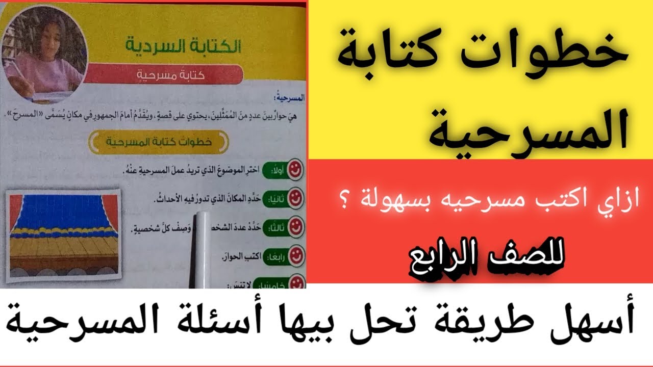 ازاي اكتب مسرحيه خطوات كتابة المسرحيه /إجابة اسئله كتابة المسرحية من كتاب الأضواء للصف الرابع
