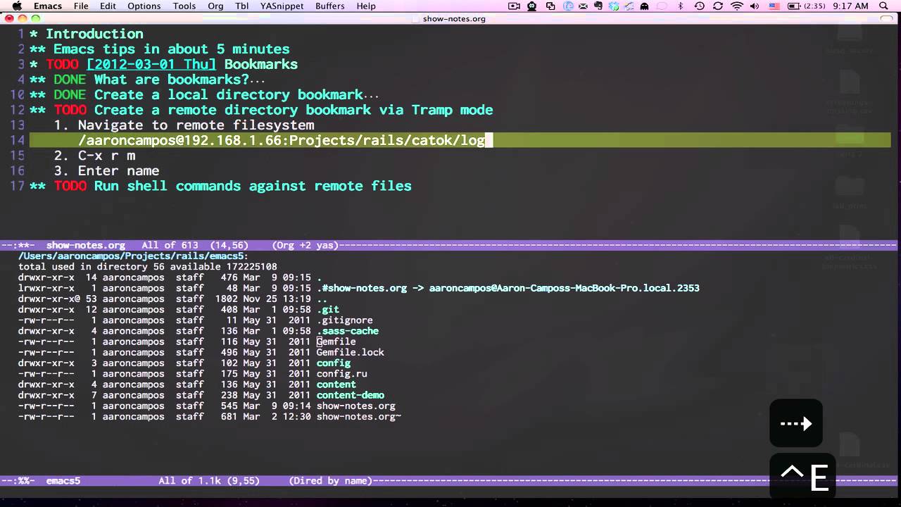 Emacs: Bookmarks