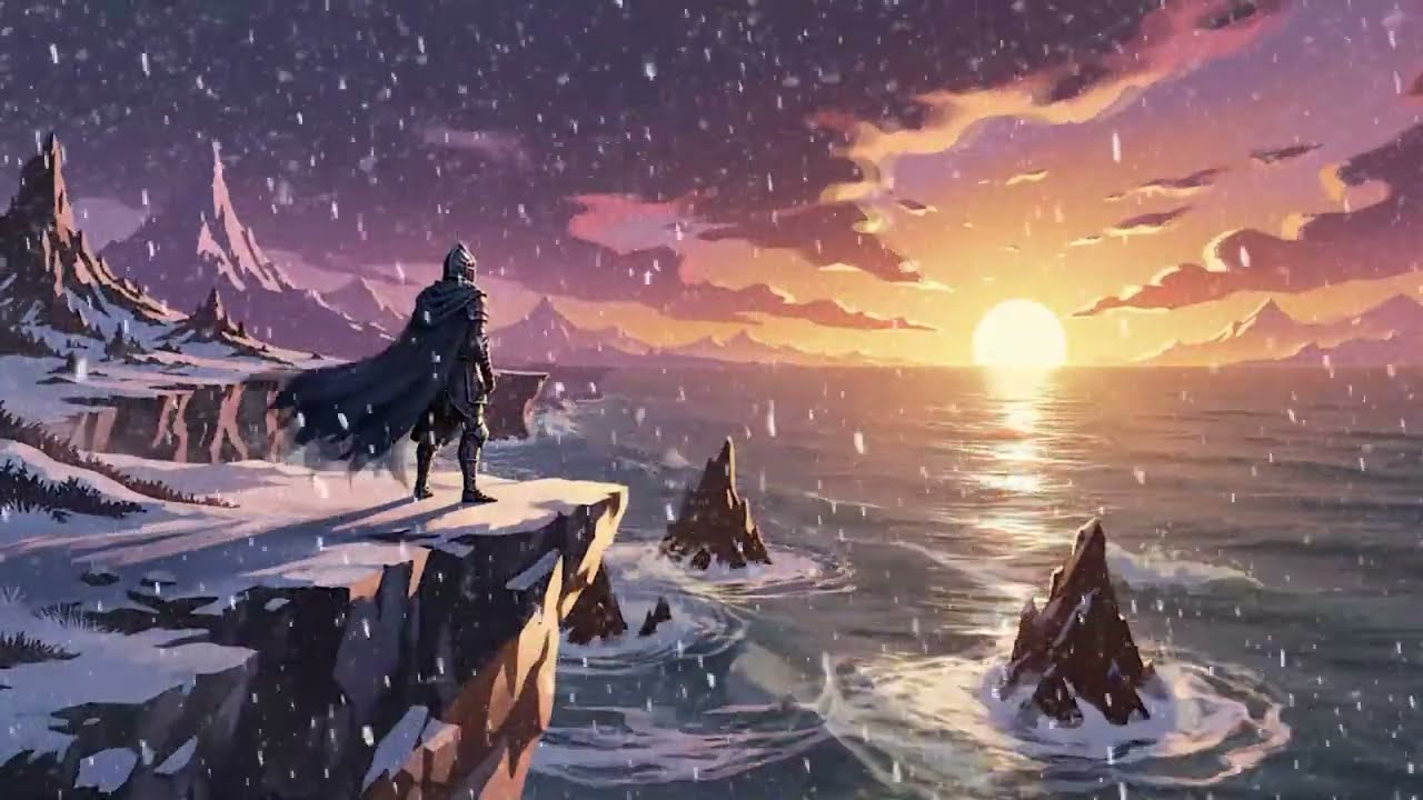 Cozy Winter Cabin at Night - Peaceful Medieval Music, Howling Wind & Blizzard Ambience