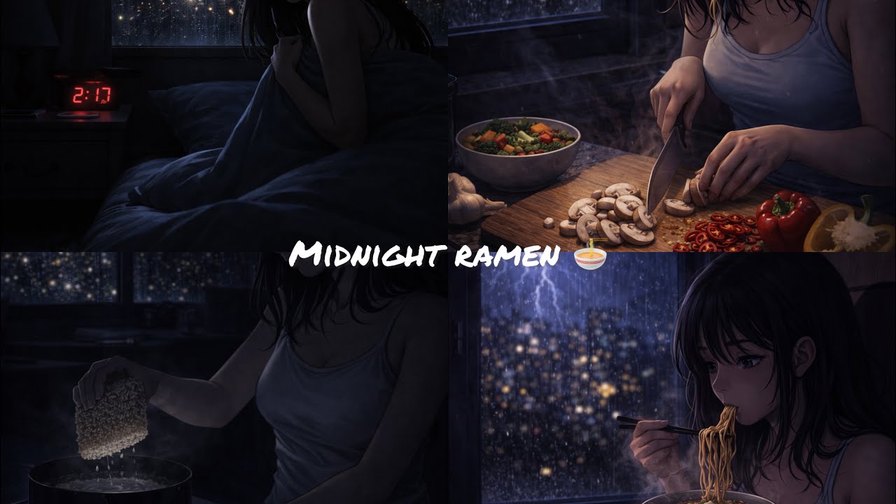 Ramen At Midnight During a Thunderstorm (No Electricity)🍜🍜🍳⚡️⚡️⛈️⛈️