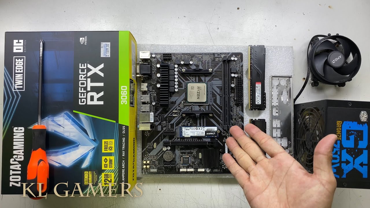 AMD Ryzen 5 3600 GIGABYTE B450M S2H ZOTAC RTX3060 Whte Gaming PC Build