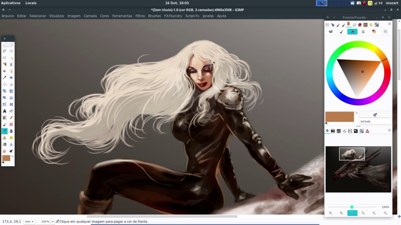 Painting in GIMP -woman and dragon