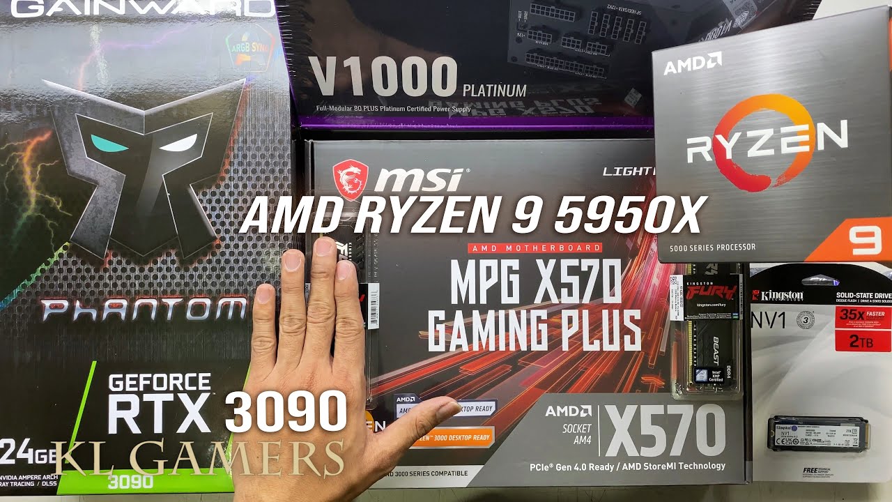 AMD Ryzen 9 5950X msi mpg X570 GAMING PLUS GAINWARD RTX3090 PHANTOM 24GB Gaming PC Build Benchmark