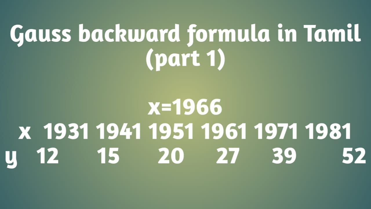 Gauss Backward formula in Tamil | part 1|