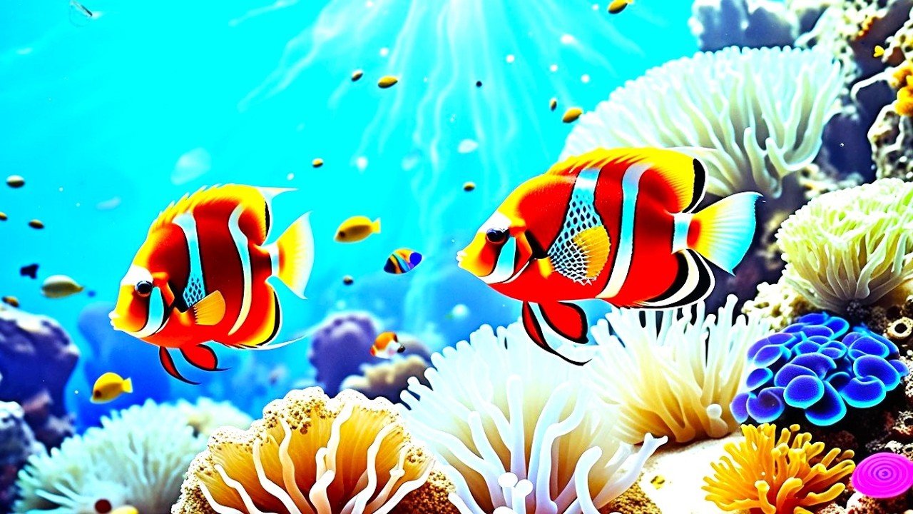 4K Aquarium For Deep Sleep 🐠 Relaxing Music For Insomnia Relief - Mesmerizing Coral Landscape
